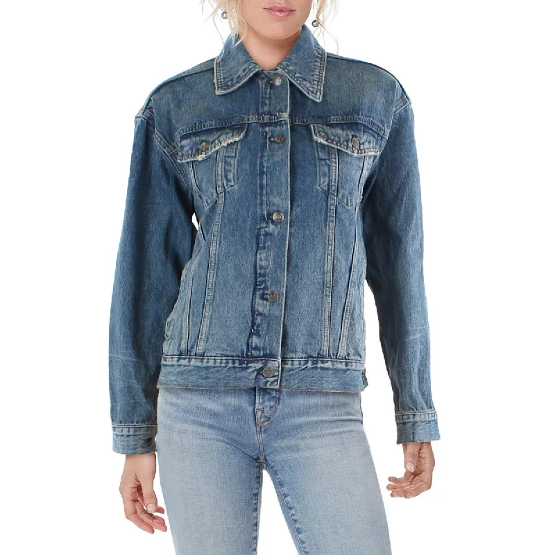 We The Free Womens Light Wash Midi Denim Jacket