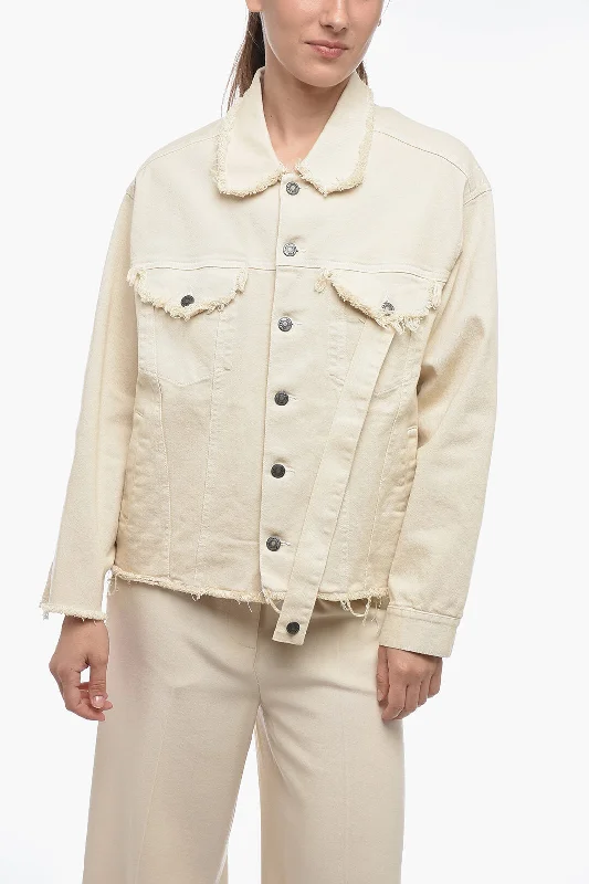 Julfer Dropped Shoulder Denim Jacket with Fringed Detail