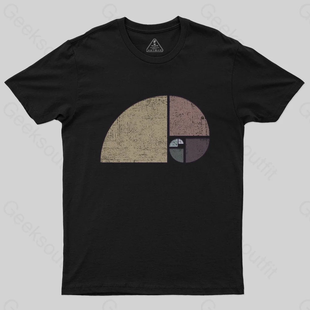 Distressed Geometric Fibonacci Spiral  T-Shirt