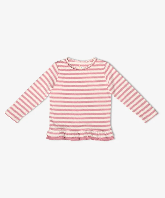 Edwina T-Shirt, Rose Rugby Stripe