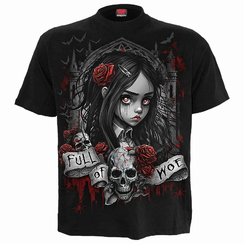 FULL OF WOE - Front Print T-Shirt Black