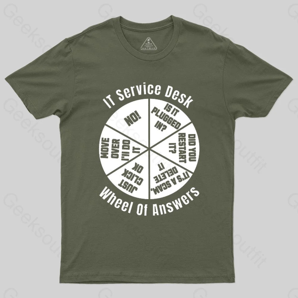 It Service Desk Wheel Of Answer Nerd T-Shirt