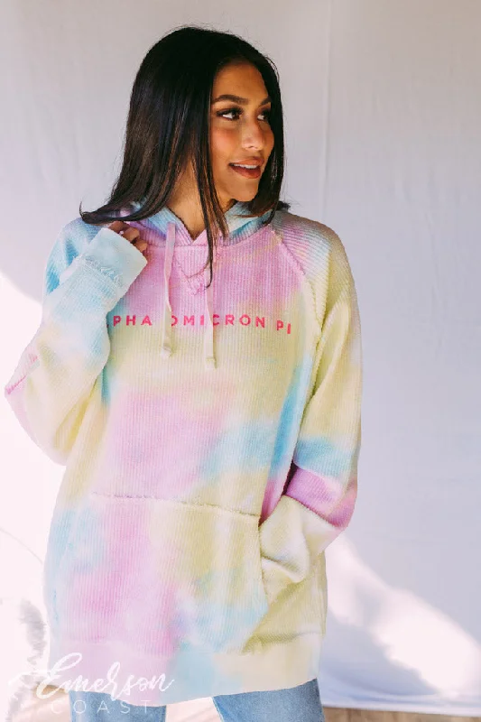 Alpha Omicron Pi Tie Dye Corduroy Hoodie