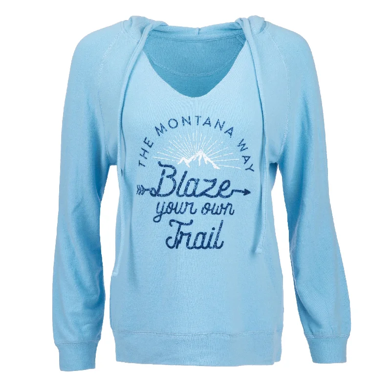 Ladies BYOT V-Neck Hoodie in Sky