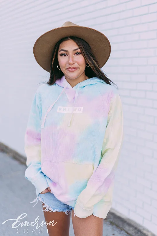 Phi Mu Spring Tie Dye Corded Hoodie