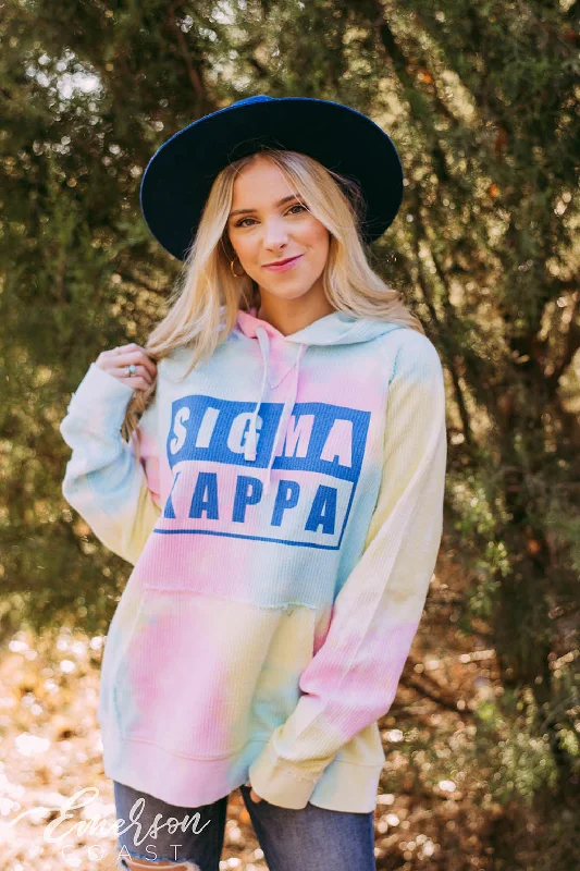 Sigma Kappa Tie Dye Corduroy Hoodie