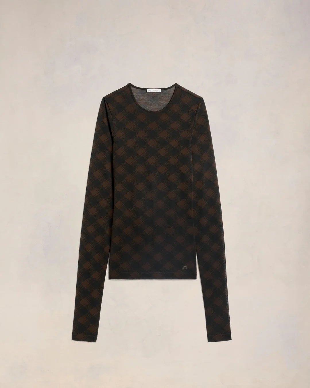 AMI PARIS - Black/Dark Coffee Long Sleeve Fluide Top