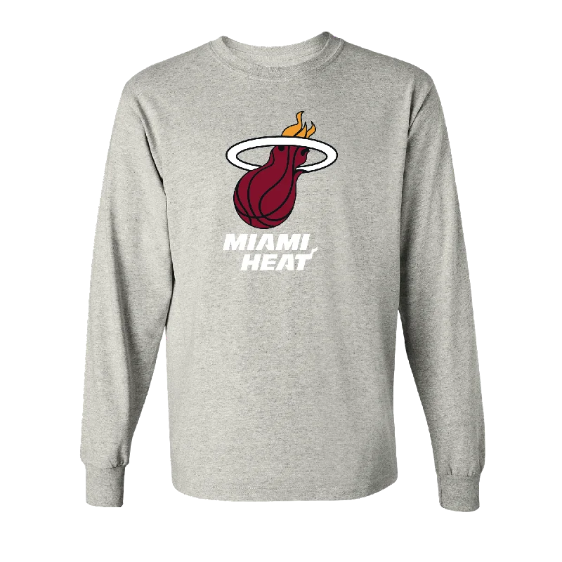 Miami HEAT Grey Long Sleeve Logo Tee