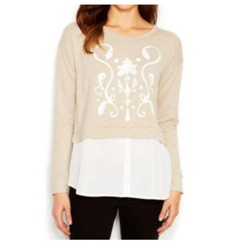 KENSIE Ladies Layered Look Long Sleeve Tee, Heather Latte Combo