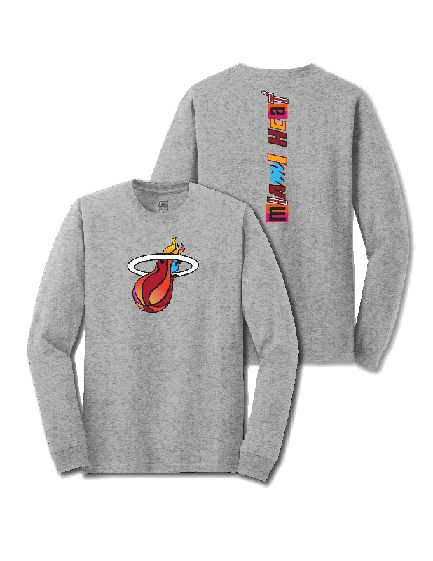 Miami HEAT Mashup Long Sleeve Grey Tee