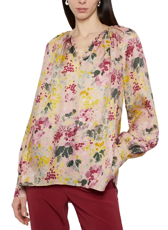 Long Sleeve Poet Blouse In Pink/multi