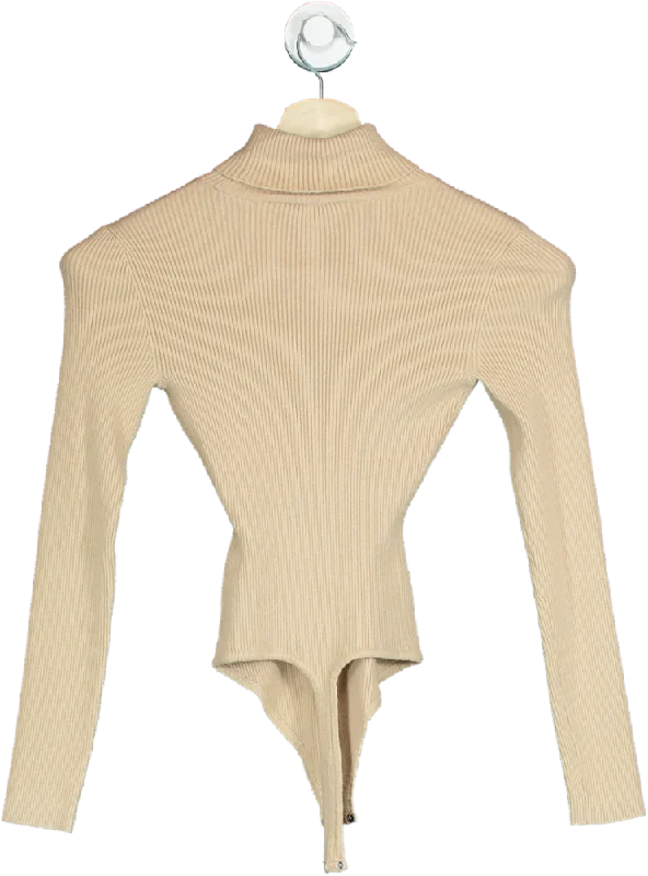 Abercrombie & Fitch Beige Ribbed Turtle Neck Long Sleeve Top XS