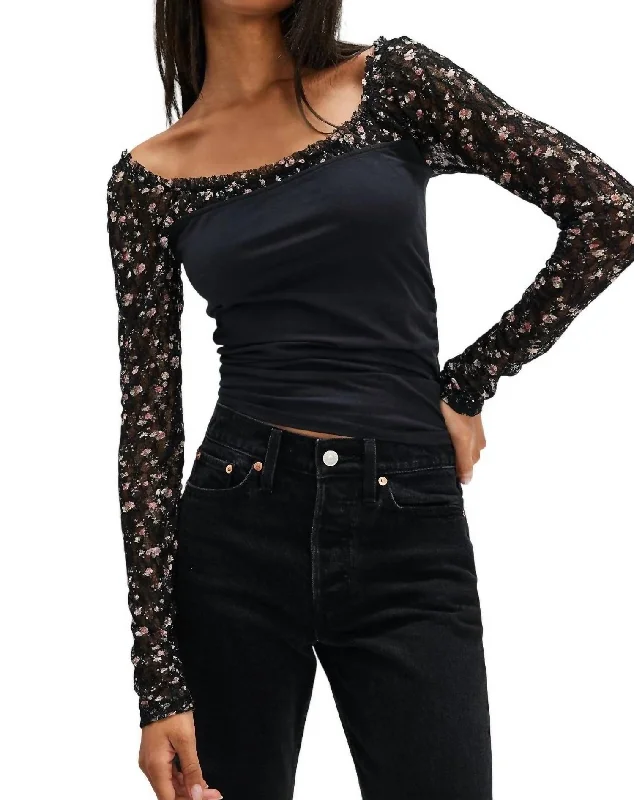 Josie Long Sleeve Top In Black Combo