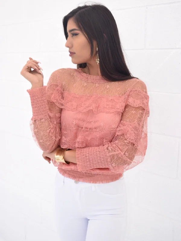 Kailani, Long sleeve lace ruffle blouse