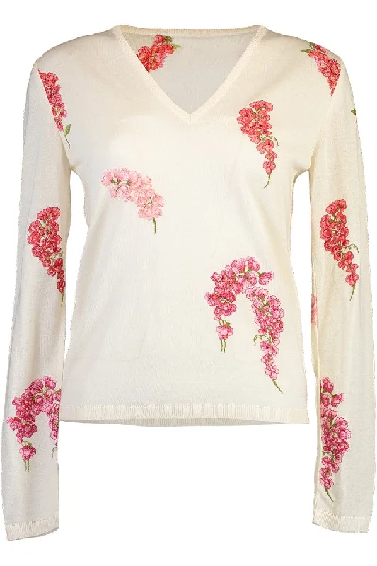 Long Sleeve Floral Knit Top