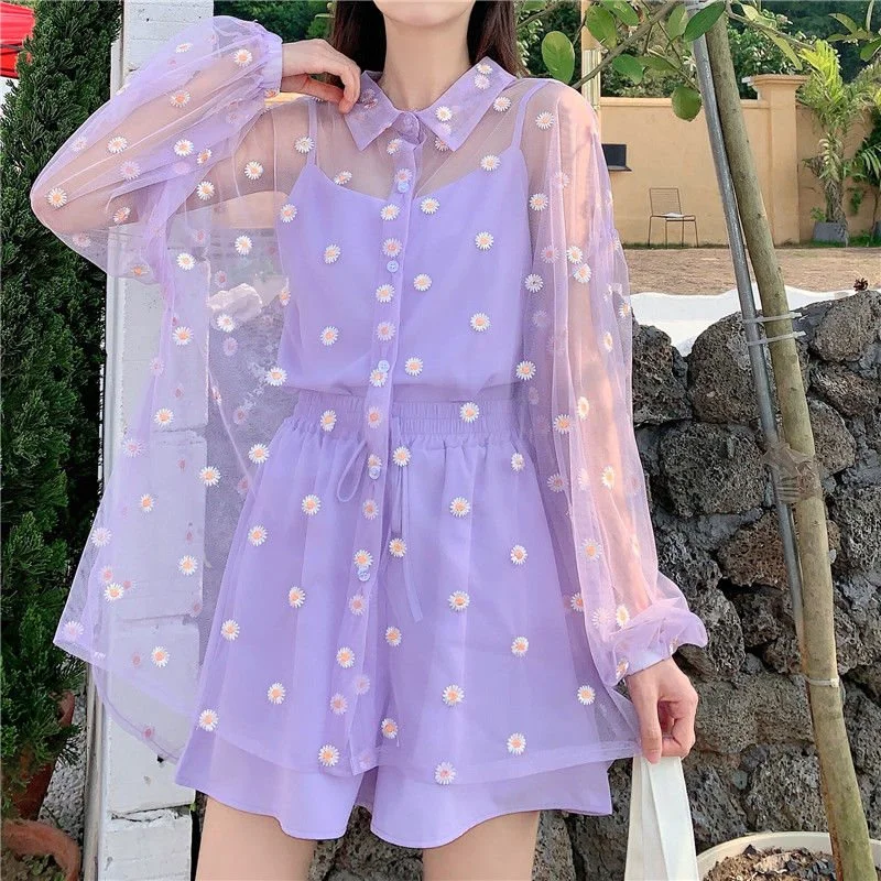 Purple Sun-proof Long Sleeve Blouse AD210034