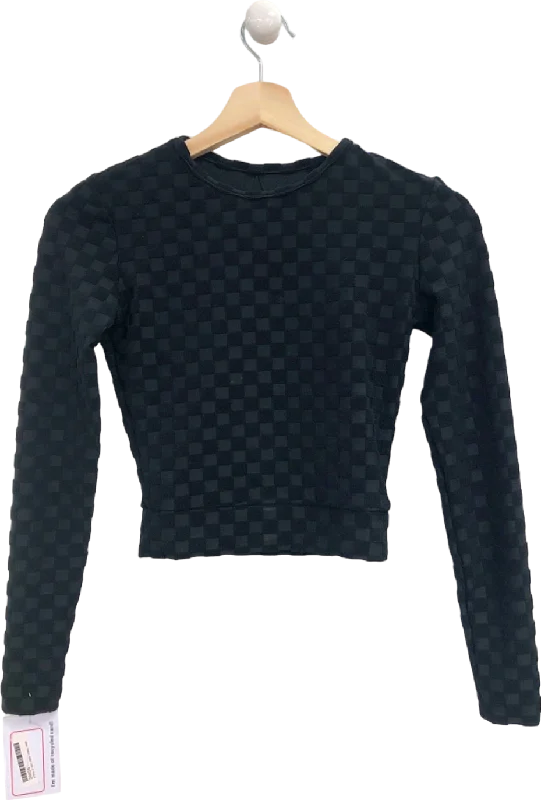 Seea Black Checkers Long Sleeve Top UK XS