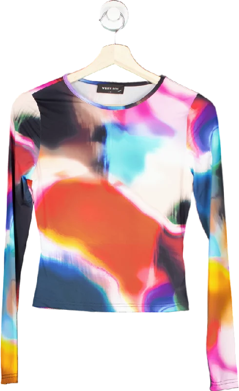 White Fox Multicolour Abstract Long Sleeve Top S