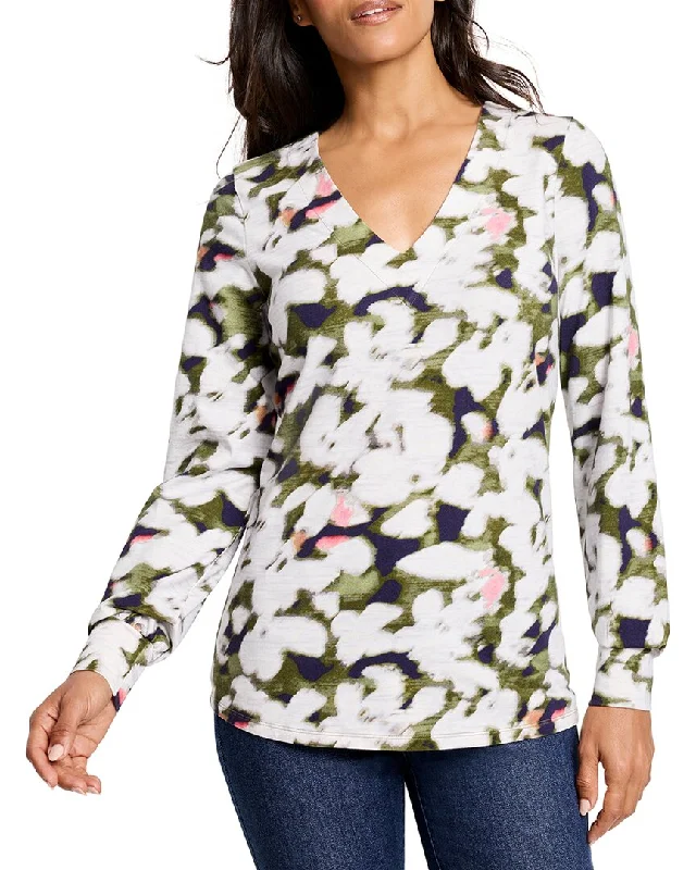 NIC & ZOE Blurred Petals Long Sleeve Top